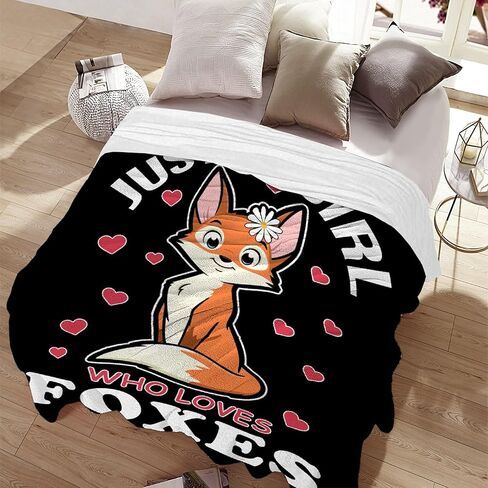 Fox Blanket Stuffed Animal Gift for Women Kids Fleece Throws-Just A Girl Who Loves Foxes Lightweight Plush Christmas Decor Super Soft Flannel Blankets for Bedding Chair-40x50 Inches in Kuwait