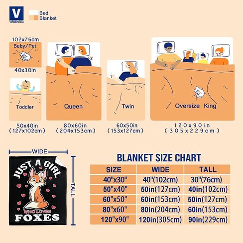 Fox Blanket Stuffed Animal Gift for Women Kids Fleece Throws-Just A Girl Who Loves Foxes Lightweight Plush Christmas Decor Super Soft Flannel Blankets for Bedding Chair-40x50 Inches in Kuwait