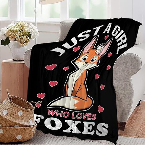 Fox Blanket Stuffed Animal Gift for Women Kids Fleece Throws-Just A Girl Who Loves Foxes Lightweight Plush Christmas Decor Super Soft Flannel Blankets for Bedding Chair-40x50 Inches in Kuwait