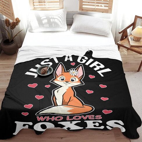 Fox Blanket Stuffed Animal Gift for Women Kids Fleece Throws-Just A Girl Who Loves Foxes Lightweight Plush Christmas Decor Super Soft Flannel Blankets for Bedding Chair-40x50 Inches in Kuwait