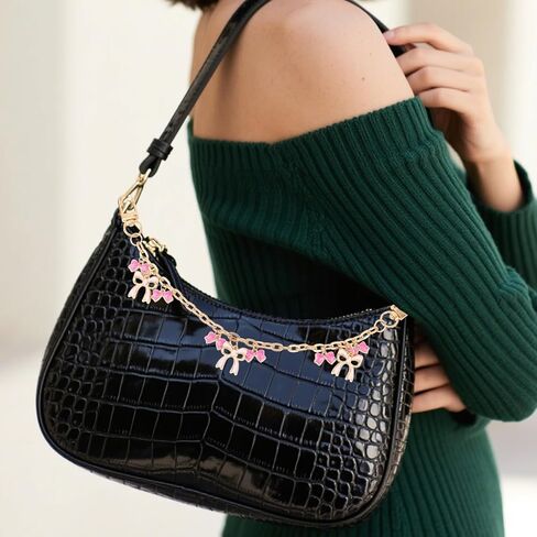 حقيبة ساحرة لحقائب اليد، سلسلة محفظة على شكل فيونكة وردية لطيفة وقلادات محفظة عصرية وإكسسوارات زخرفية للنساء حقائب يد على الكتف ومقبض قصير in Kuwait