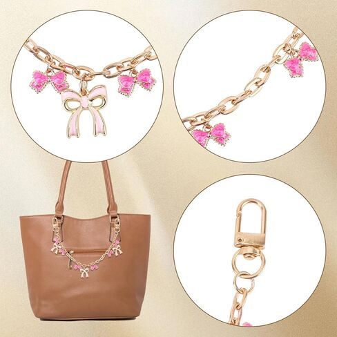 حقيبة ساحرة لحقائب اليد، سلسلة محفظة على شكل فيونكة وردية لطيفة وقلادات محفظة عصرية وإكسسوارات زخرفية للنساء حقائب يد على الكتف ومقبض قصير in Kuwait