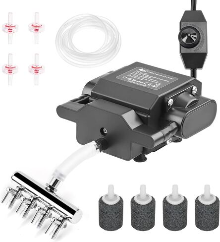 AQQA Powerful Aquarium Air Pump, 4 Air Outlets, Adjustable Oxygen Aerator with Complete Accessories for Large Fish Tanks, Ponds & Seafood Markets (12W/18W) in Saudi Arabia