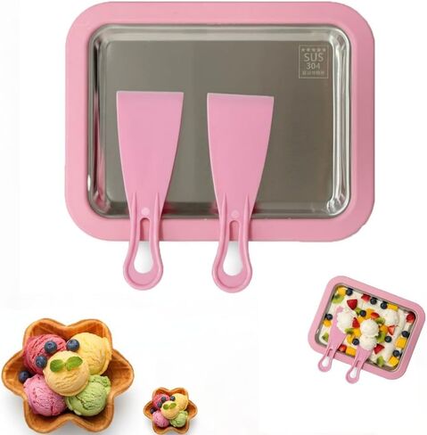2026 New Rolled Ice Cream Maker, Stainless Steel Rolled Ice Cream Tray with 2 Scrapers, Ice Cream Roller Maker for Family Entertainment, White/Pink/Green DIY Ice Cream Roller for Kids & Teens (Green) in Saudi Arabia