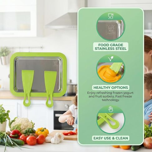 2026 New Rolled Ice Cream Maker, Stainless Steel Rolled Ice Cream Tray with 2 Scrapers, Ice Cream Roller Maker for Family Entertainment, White/Pink/Green DIY Ice Cream Roller for Kids & Teens (Green) in Saudi Arabia