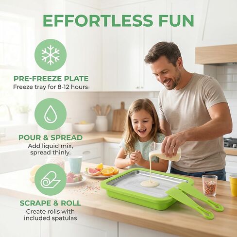 2026 New Rolled Ice Cream Maker, Stainless Steel Rolled Ice Cream Tray with 2 Scrapers, Ice Cream Roller Maker for Family Entertainment, White/Pink/Green DIY Ice Cream Roller for Kids & Teens (Green) in Saudi Arabia