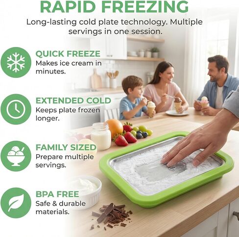 2026 New Rolled Ice Cream Maker, Stainless Steel Rolled Ice Cream Tray with 2 Scrapers, Ice Cream Roller Maker for Family Entertainment, White/Pink/Green DIY Ice Cream Roller for Kids & Teens (Green) in Saudi Arabia