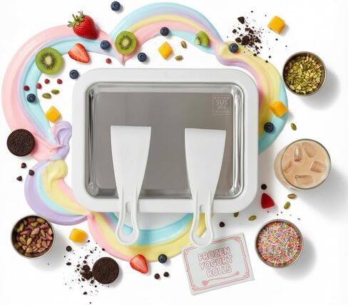 2026 New Rolled Ice Cream Maker, Stainless Steel Rolled Ice Cream Tray with 2 Scrapers, Ice Cream Roller Maker for Family Entertainment, White/Pink/Green DIY Ice Cream Roller for Kids & Teens (Green) in Saudi Arabia
