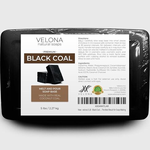 velona 5 LB - Black Coal Soap Base SLS/SLES Free | Melt and Pour | Natural Bars for The Best Result for Soap-Making in Saudi Arabia