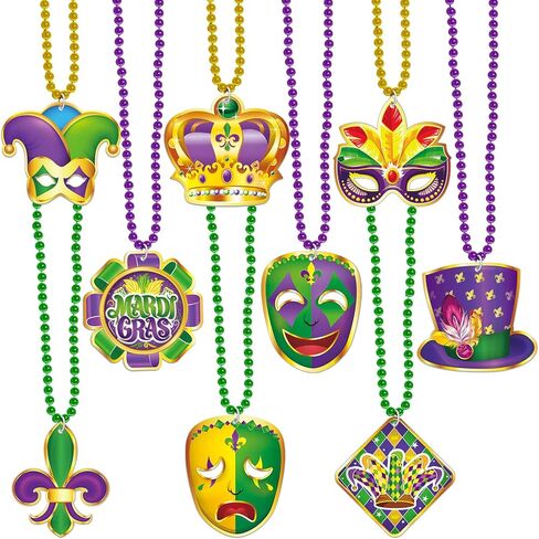 Omgouue 18pcs Mardi Gras Carnival Bead Pendant Necklace for Party Costume Accessories Party Decor in Kuwait