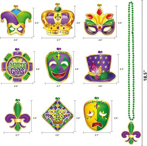 Omgouue 18pcs Mardi Gras Carnival Bead Pendant Necklace for Party Costume Accessories Party Decor in Kuwait