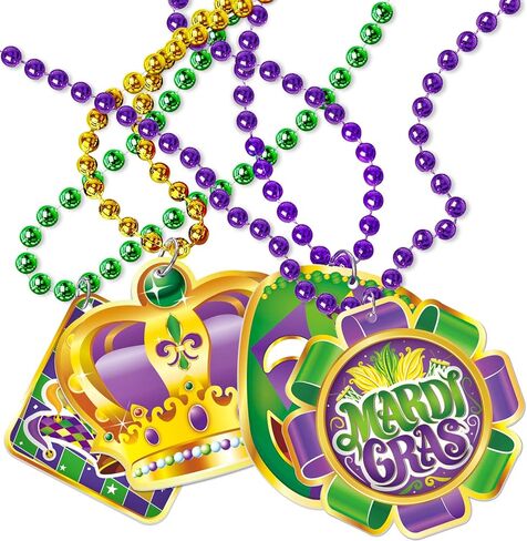 Omgouue 18pcs Mardi Gras Carnival Bead Pendant Necklace for Party Costume Accessories Party Decor in Kuwait