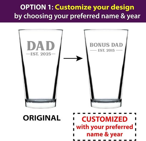Custom Dad Est 20XX - هدية زجاجية مخصصة للأب الجديد للآباء لأول مرة - نظارات جريئة سعة 16 أونصة in Saudi Arabia