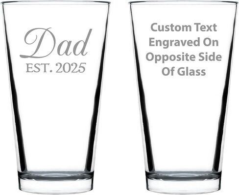 Custom Dad Est 20XX - هدية زجاجية مخصصة للأب الجديد للآباء لأول مرة - نظارات مزخرفة بوزن 16 أونصة in Saudi Arabia