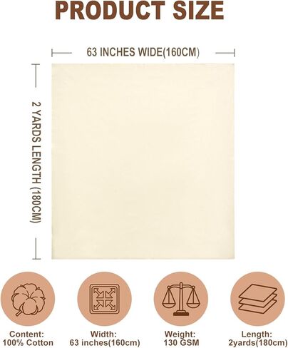 100% Cotton Muslin Fabric, 63 Inch X 2 Yards (72 Inches) Unbleached Muslin Linen Fabric by The Yard, Premium Medium Weight Muslin Cloth Fabric for Sewing, Embroidery, Crafts, & Apparel Projects in Saudi Arabia