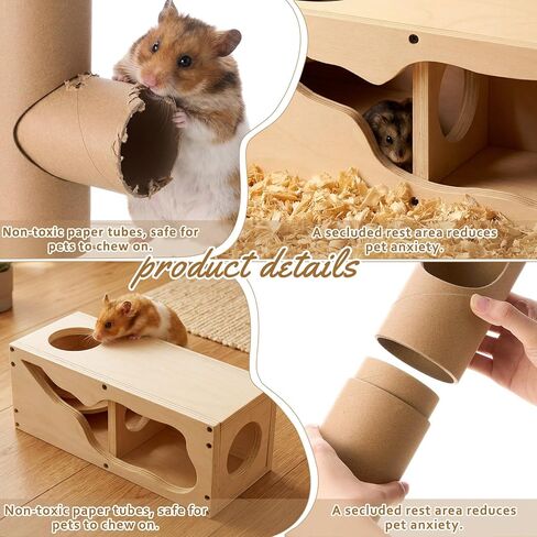 Hamster Tunnel Tubes and Wooden House Set, Composable DIY Hamster Tunnels and Hideout, Small Animal Tube for Mouse Gerbils Mice or Other Small Animals Habitat in Saudi Arabia