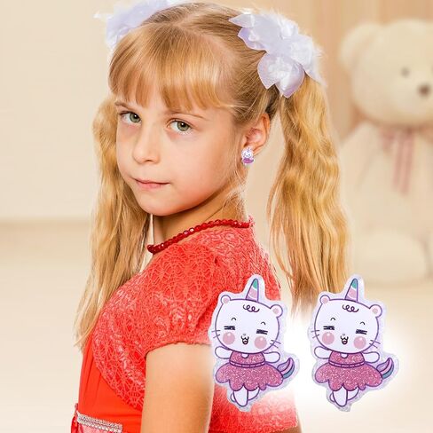 6 Pairs Clip On Earrings for Kids, Cute Princess Resin Clip On Earrings No Pierced Kids Jewelry Donut Cupcake Rainbow Design Dress Up Jewelry for Toddler Girls Party Gift in Saudi Arabia