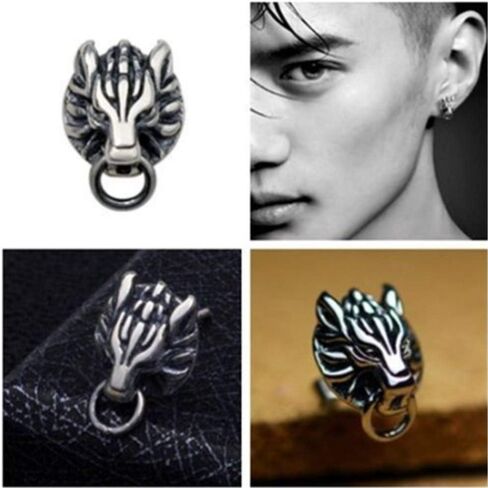 New 2PCS Cloud Wolf Earring Earnail Silver ear stud Cosplay Earrings Prop Gifts in Saudi Arabia