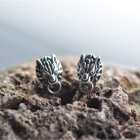 New 2PCS Cloud Wolf Earring Earnail Silver ear stud Cosplay Earrings Prop Gifts in Saudi Arabia