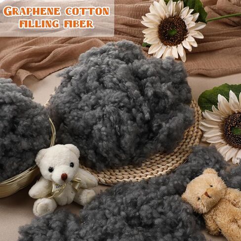 Berlune 1.1 lb Grey Black Polyfill Stuffing Heat Polyester Fiber Fill High Resilience Stuffing for Stuffed Animals, Pillows, DIY Crafts, Crochet in Saudi Arabia