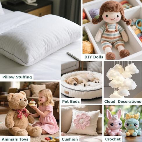 Pillow Stuffing 3.5oz/100g, Polyfill Stuffing for Stuffed Animals, Crafts, Back Cushions, Cloud Decoration, All-New Material Premium White Polyester Filling for Sewing, Crochet in Saudi Arabia