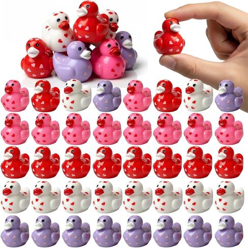 60 قطعة من البط الراتنج الصغير لعيد الحب، مجسمات البطة المصغرة المقاومة للماء من أجل الحرف اليدوية اليدوية لتزيين بيت الدمى والحديقة in Kuwait