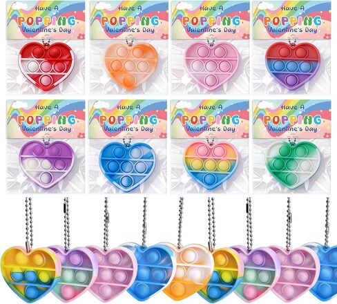 30Pcs Valentine's Day Gift Set, School Classroom Exchange Kit for Kids, Heart Shape Bubble Fidget Toys with Cards, Multi-Color Toys for Kids Valentine's Party Favors and Classroom Gift Exchange in Saudi Arabia