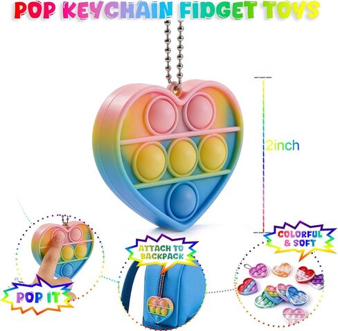 30Pcs Valentine's Day Gift Set, School Classroom Exchange Kit for Kids, Heart Shape Bubble Fidget Toys with Cards, Multi-Color Toys for Kids Valentine's Party Favors and Classroom Gift Exchange in Saudi Arabia