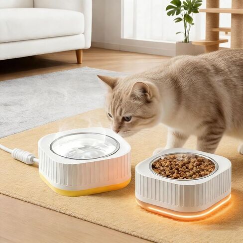 Heated Pet Bowl, Heated Water Bowl for Dogs and Cats Outdoors,Thermostatic Control Pet Heated Bowl for Winter for Dogs, Cats, Chickens, Ducks, Squirrels, Rabbits, Birds, and Animals in Saudi Arabia