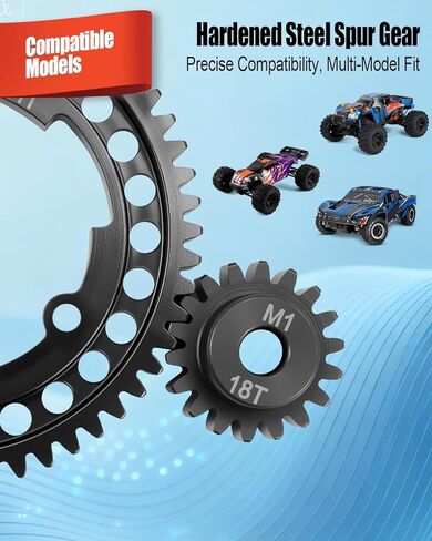 ترس فولاذي مقوى 54T مع ترس ترس محرك 18T، 1 مجموعة تروس M1 Mod 6449 متوافقة مع Traxxas 1/5 X-Maxx 1/7 XO-1 1/10 Maxx 1/10 E-Revo 2.0 VXL RC قطع غيار ترقية السيارات in Kuwait