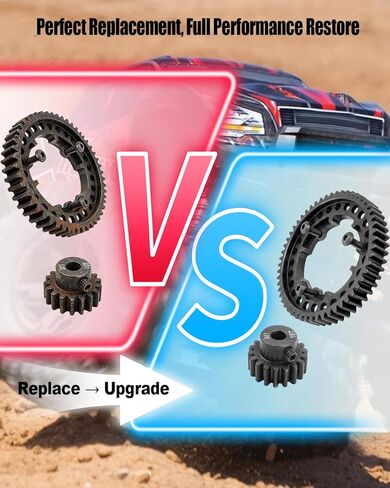 ترس فولاذي مقوى 54T مع ترس ترس محرك 18T، 1 مجموعة تروس M1 Mod 6449 متوافقة مع Traxxas 1/5 X-Maxx 1/7 XO-1 1/10 Maxx 1/10 E-Revo 2.0 VXL RC قطع غيار ترقية السيارات in Kuwait