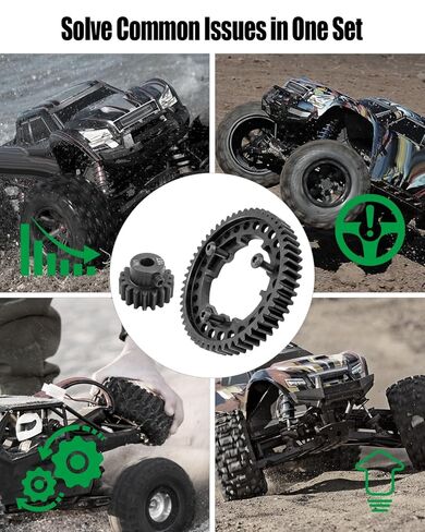 ترس فولاذي مقوى 54T مع ترس ترس محرك 18T، 1 مجموعة تروس M1 Mod 6449 متوافقة مع Traxxas 1/5 X-Maxx 1/7 XO-1 1/10 Maxx 1/10 E-Revo 2.0 VXL RC قطع غيار ترقية السيارات in Kuwait