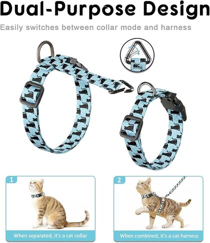 Halypet Cat Harness and Leash Set, Escape Proof 3-in-1 Adjustable Harness for Cats & Kitten, Soft Lightweight, Easy On & Control for Walking, Travel & Outdoor Use, Light Blue Kitty, Medium in Saudi Arabia