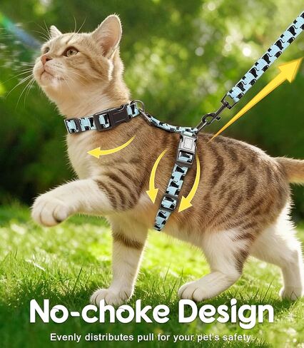 Halypet Cat Harness and Leash Set, Escape Proof 3-in-1 Adjustable Harness for Cats & Kitten, Soft Lightweight, Easy On & Control for Walking, Travel & Outdoor Use, Light Blue Kitty, Medium in Saudi Arabia