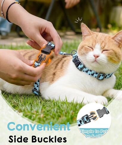 Halypet Cat Harness and Leash Set, Escape Proof 3-in-1 Adjustable Harness for Cats & Kitten, Soft Lightweight, Easy On & Control for Walking, Travel & Outdoor Use, Light Blue Kitty, Medium in Saudi Arabia