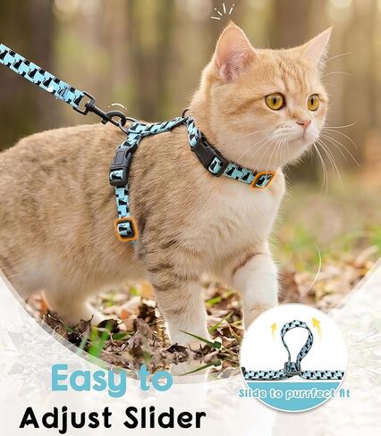 Halypet Cat Harness and Leash Set, Escape Proof 3-in-1 Adjustable Harness for Cats & Kitten, Soft Lightweight, Easy On & Control for Walking, Travel & Outdoor Use, Light Blue Kitty, Medium in Saudi Arabia