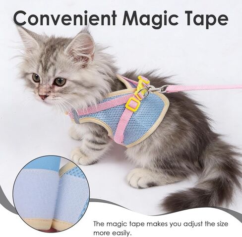 Cat Harness and Leash Set Escape Proof, Adjustable Leash & Breathable Mesh Vest with Reflective Strips & Flower, XS (XS) in Kuwait
