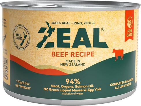 طعام القطط الرطب من ZEAL New Zealand - نسبة عالية من البروتين، وخالي من الحبوب مع الأطعمة الفائقة (لحم الضأن، علبة 6 أونصة، 12 عبوة) in Kuwait
