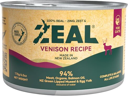 طعام القطط الرطب من ZEAL New Zealand - نسبة عالية من البروتين، وخالي من الحبوب مع الأطعمة الفائقة (لحم الضأن، علبة 6 أونصة، 12 عبوة) in Kuwait