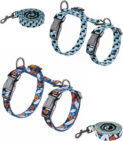 Halypet Cat Harness and Leash Set, Escape Proof 3-in-1 Adjustable Harness for Cats & Kitten, Soft Lightweight, Easy On & Control for Walking, Travel & Outdoor Use, Light Blue Kitty, Medium in Saudi Arabia
