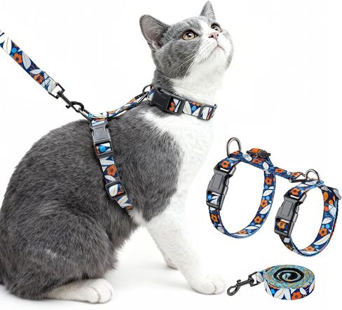 Halypet Cat Harness and Leash Set, Escape Proof 3-in-1 Adjustable Harness for Cats & Kitten, Soft Lightweight, Easy On & Control for Walking, Travel & Outdoor Use, Light Blue Kitty, Medium in Saudi Arabia