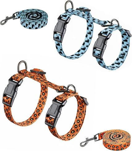 Halypet Cat Harness and Leash Set, Escape Proof 3-in-1 Adjustable Harness for Cats & Kitten, Soft Lightweight, Easy On & Control for Walking, Travel & Outdoor Use, Light Blue Kitty, Medium in Saudi Arabia