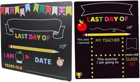 قطعتان من لافتة سبورة الطباشير من مينكيسي لليوم الأول للمدرسة ومرحلة ما قبل المدرسة، لوحات كتابة من البولي فينيل كلوريد قابلة للمسح مع حامل ورسائل وصور دعائية للفصول الدراسية والاستخدام المنزلي in Kuwait