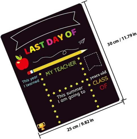 قطعتان من لافتة سبورة الطباشير من مينكيسي لليوم الأول للمدرسة ومرحلة ما قبل المدرسة، لوحات كتابة من البولي فينيل كلوريد قابلة للمسح مع حامل ورسائل وصور دعائية للفصول الدراسية والاستخدام المنزلي in Kuwait