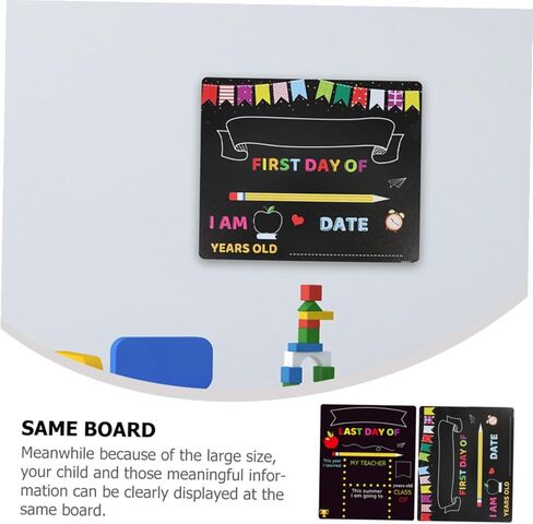 قطعتان من لافتة سبورة الطباشير من مينكيسي لليوم الأول للمدرسة ومرحلة ما قبل المدرسة، لوحات كتابة من البولي فينيل كلوريد قابلة للمسح مع حامل ورسائل وصور دعائية للفصول الدراسية والاستخدام المنزلي in Kuwait