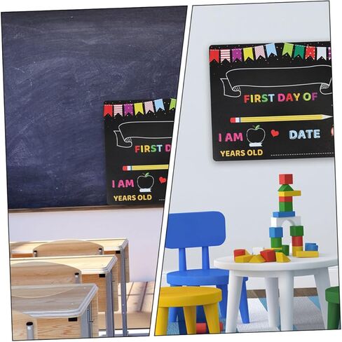 قطعتان من لافتة سبورة الطباشير من مينكيسي لليوم الأول للمدرسة ومرحلة ما قبل المدرسة، لوحات كتابة من البولي فينيل كلوريد قابلة للمسح مع حامل ورسائل وصور دعائية للفصول الدراسية والاستخدام المنزلي in Kuwait