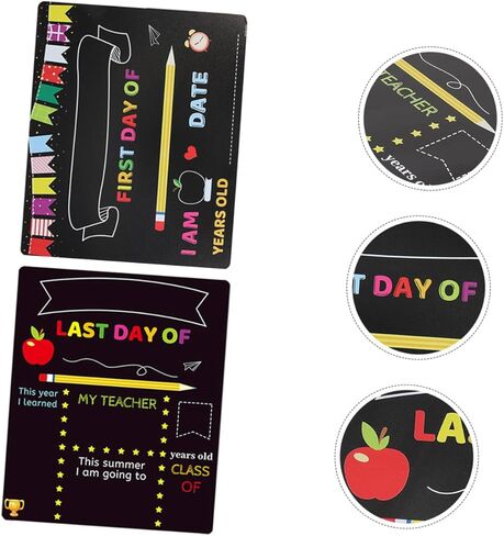 قطعتان من لافتة سبورة الطباشير من مينكيسي لليوم الأول للمدرسة ومرحلة ما قبل المدرسة، لوحات كتابة من البولي فينيل كلوريد قابلة للمسح مع حامل ورسائل وصور دعائية للفصول الدراسية والاستخدام المنزلي in Kuwait