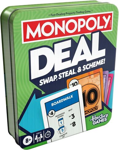 Monopoly Deal Card Game in Collectible Storage Tin | Ages 8+ | 2-5 Players | 15 Mins. | Fun Family Games for Kids, Teens, and Adults | Travel Games (Amazon Exclusive) in Saudi Arabia