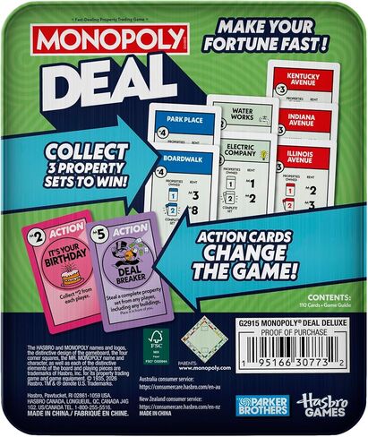 Monopoly Deal Card Game in Collectible Storage Tin | Ages 8+ | 2-5 Players | 15 Mins. | Fun Family Games for Kids, Teens, and Adults | Travel Games (Amazon Exclusive) in Saudi Arabia