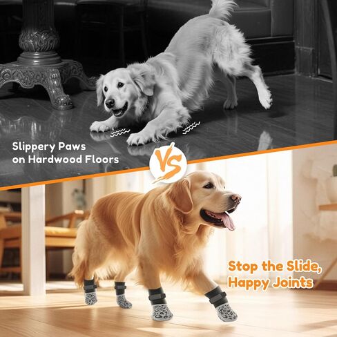 PICK FOR LIFE Non Slip Dog Socks with Grippers Prevent from Licking Paws,Anti-Slip Dogs Grip Socks for Senior Dogs on Hardwood Floor(Grey,2Pairs,L) in Saudi Arabia